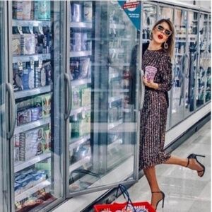 NWT Zara sequin midi long sleeve dress